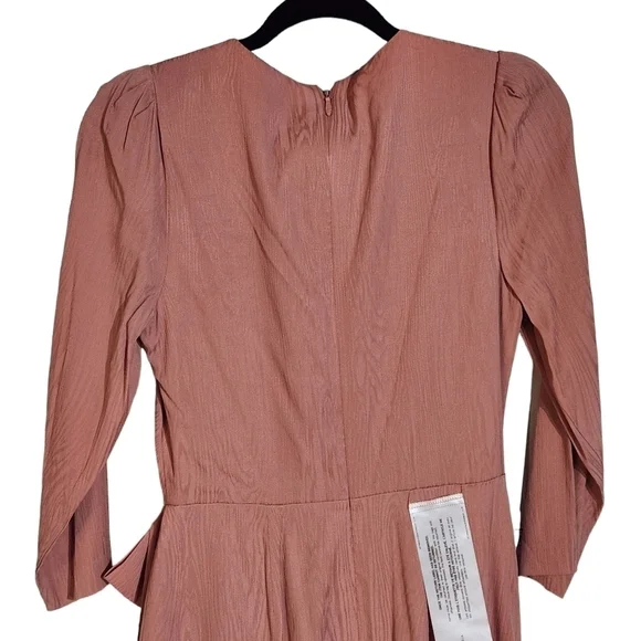 Bcbgmaxazria Puff-Sleeve Bow Dusty Rose Dress Size: 4 - Picture 9 of 13